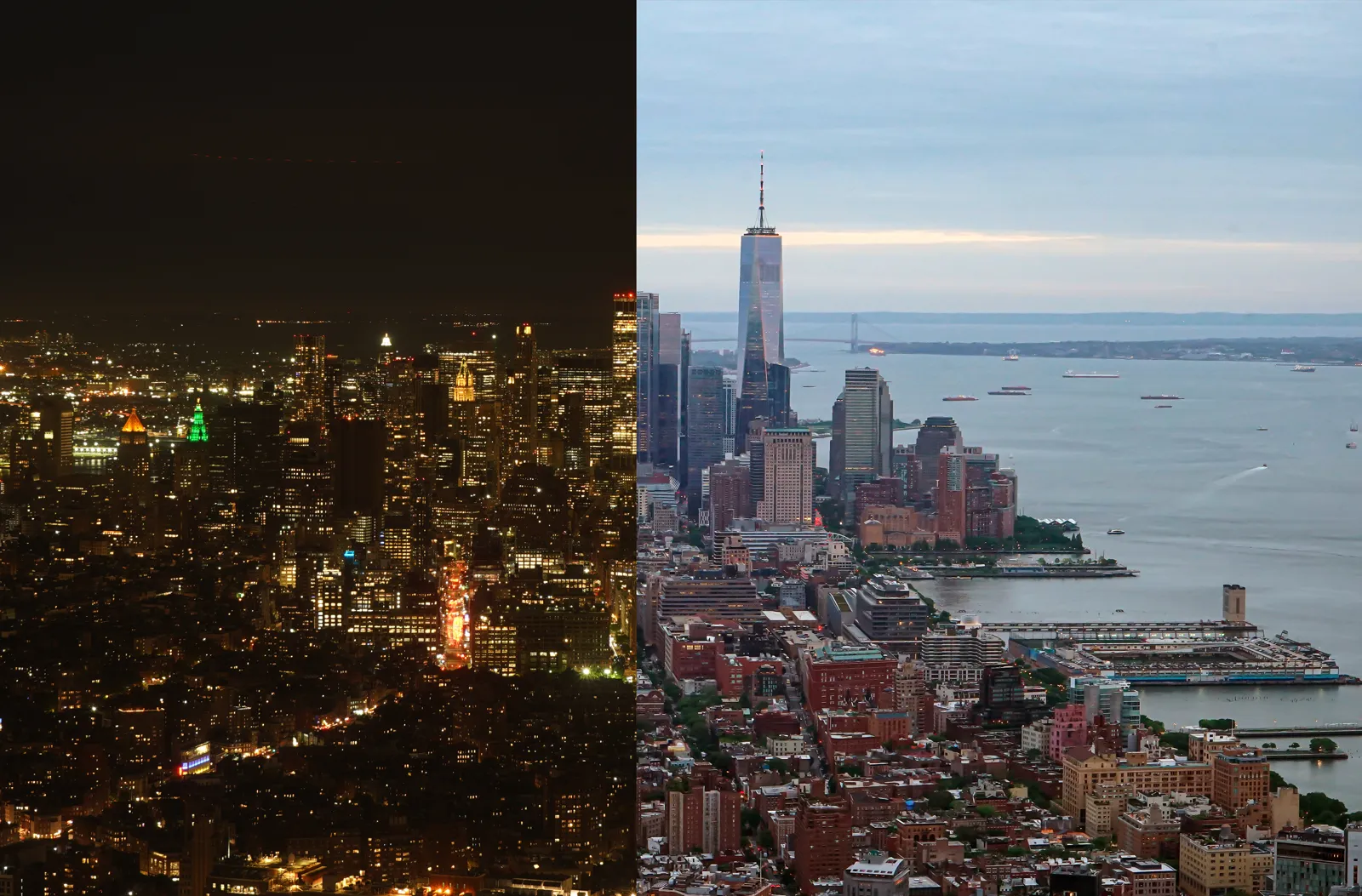 Manhattan entre el día y la noche